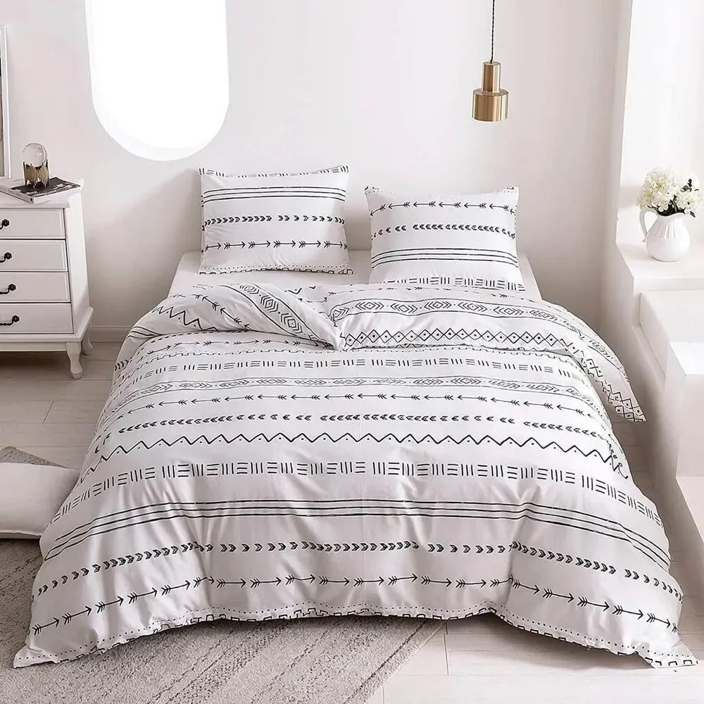 Boho Arrow Black White Duvet Cover Set Full‎ Comforter Bedding Cotton